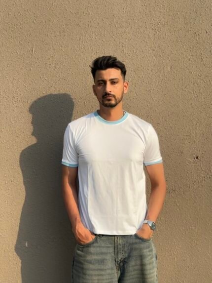 Ringer tee (skyblue and white)